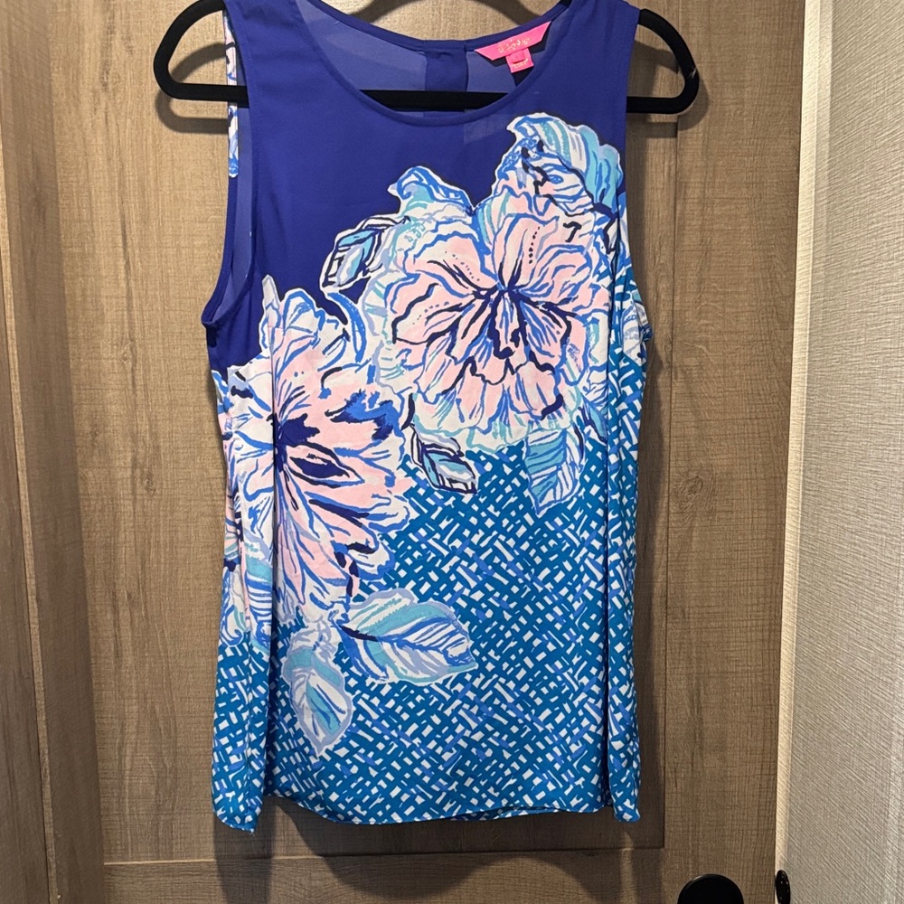 Lilly Pulitzer Blue Top with Pink Accents